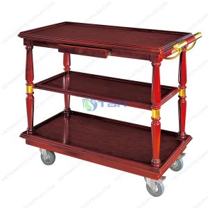 Xe đẩy thức ăn đồ uống bằng gỗ ba tầng