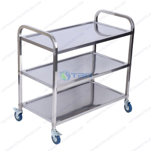 Xe đẩy thức ăn inox 3 tầng cỡ lớn AST500