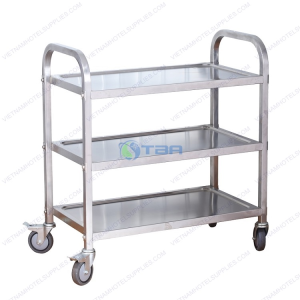 Xe đẩy thức ăn nhà hàng inox 3 tầng AST400