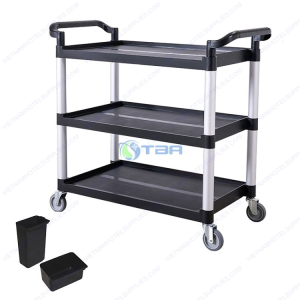 Xe đẩy thức ăn 3 tầng nhựa màu đen A500B