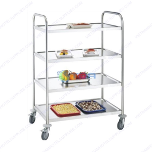 Xe đẩy trưng bày thức ăn inox 4 tầng AS001