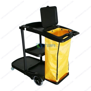 Xe làm vệ sinh bằng nhựa 03 tầng màu đen