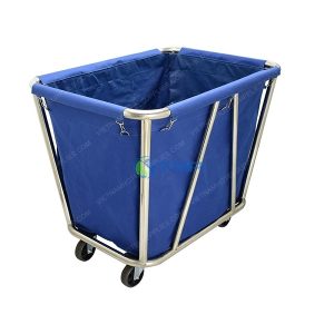 Xe thu gom đồ giặt ủi khung inox túi vải cao cấp