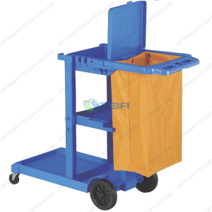 Xe vệ sinh đa năng 03 tầng chữ L màu xanh