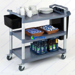 Xe đẩy phục vụ và dọn bàn ăn đa năng 02 xô